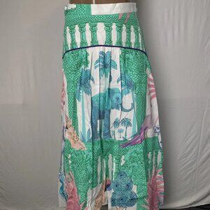 Oops Cool Women’s Garden Printed Maxi Skirt Size M – White/Multi Cotton